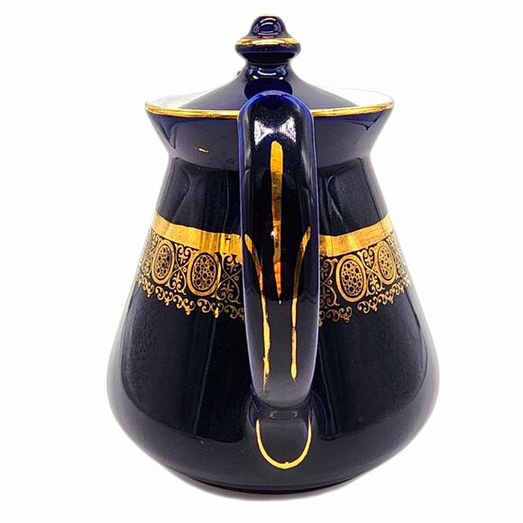 Vintage Hall Royal Blue & Gold Collectible Teapot 063X 6 Cup - Picture 2 of 9